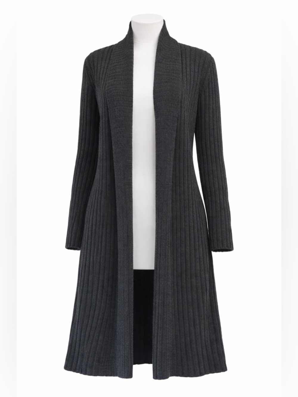Women's Oversized Open Front Ribbed Cardigan Black Heather Size Small New